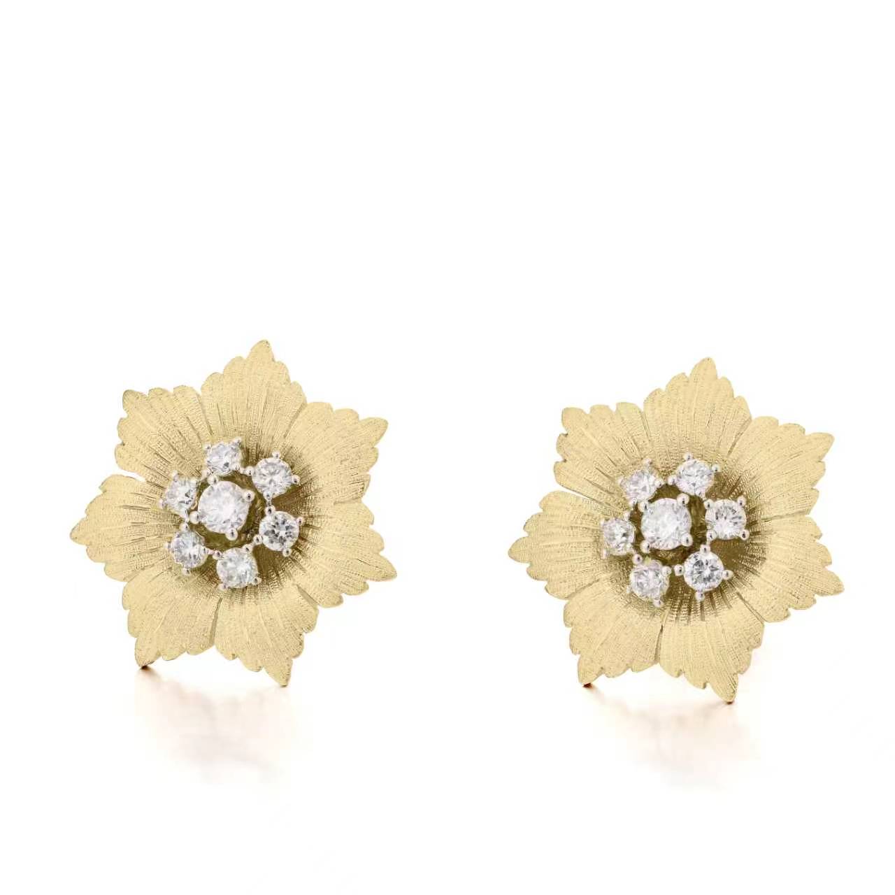 YELLOW AND WHITE GOLD DIAMONDS EARRING