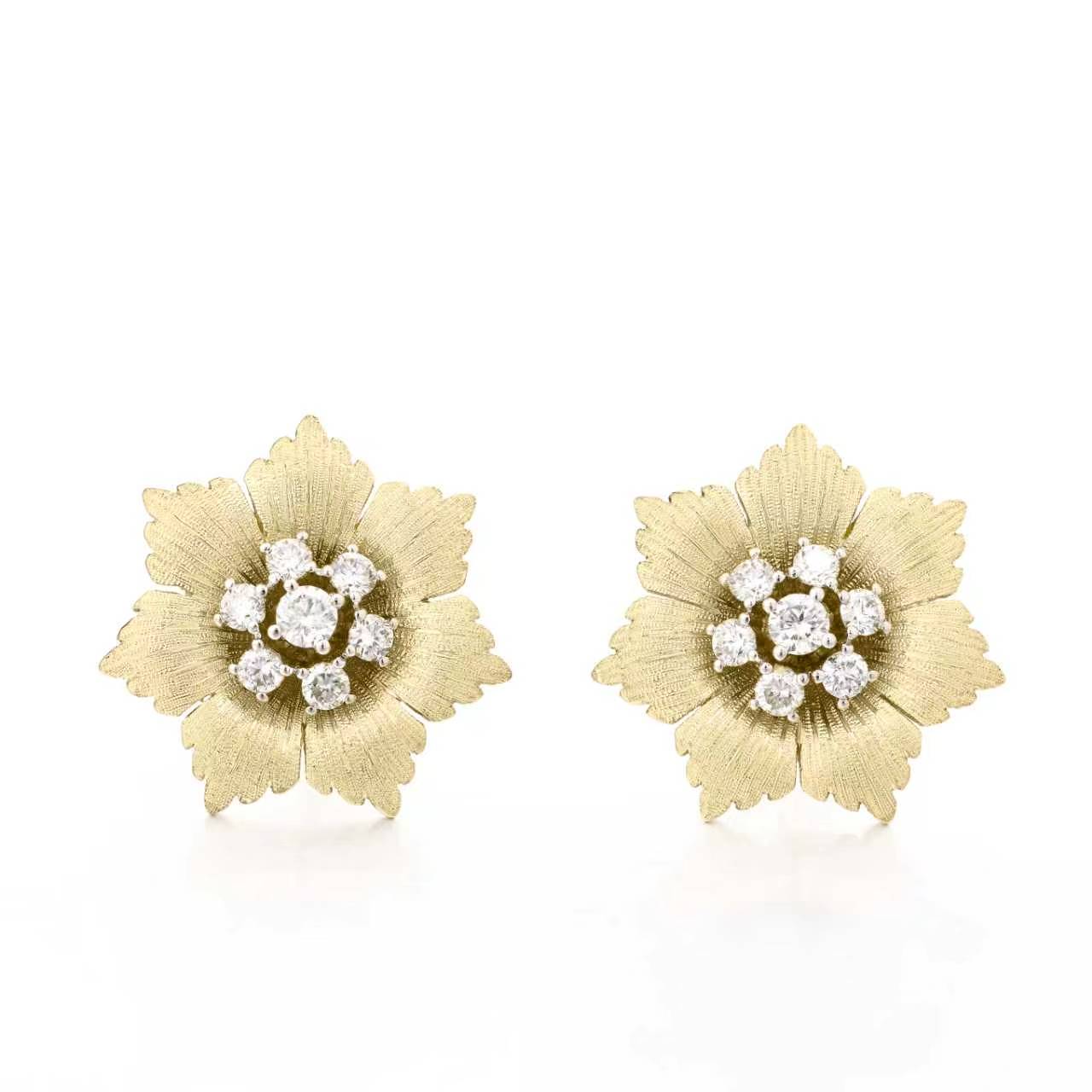 YELLOW AND WHITE GOLD DIAMONDS EARRING